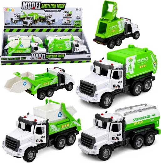 Metalowy pojazd komunalny 1:46 ze światłami, dźwiękami i napędem pull-back - 1 sztuka