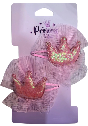 PINK spinki do włosów – brokatowa korona, 2 szt.