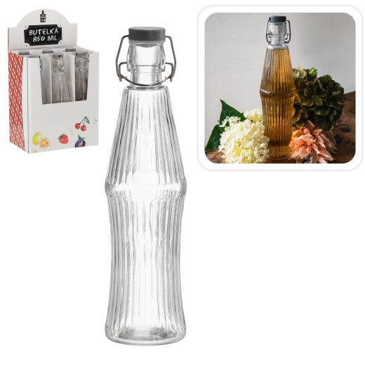 Szklana butelka 850 ml z mechanicznym zamknięciem