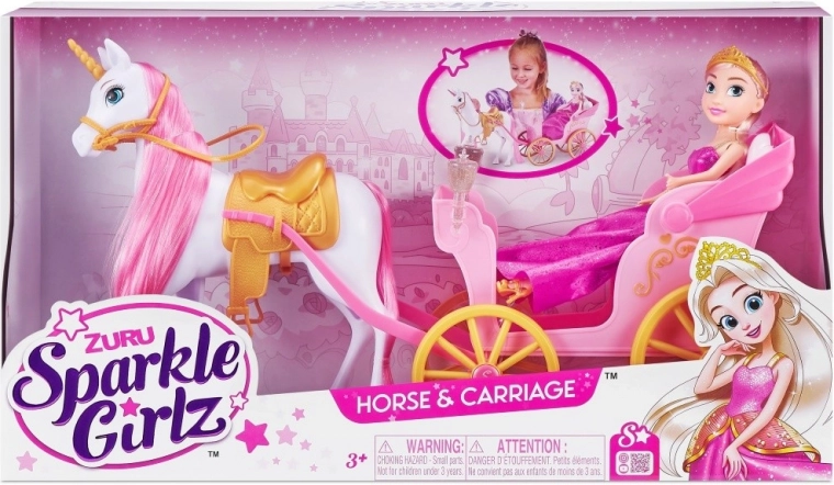Lalka księżniczka z jednorożcem i powozem SPARKLE GIRLZ 26,5 cm