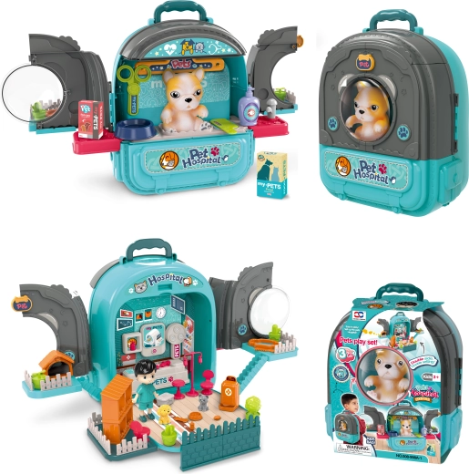 Zwierzęcy szpital w plecaku 3w1 niebieski