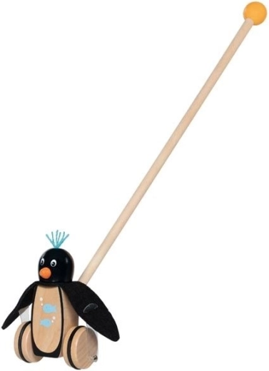 Drewniany pchacz pingwin z filcowymi skrzydełkami