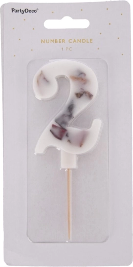 Świeczka tortowa kwiat biała cyfra 2, 8 cm