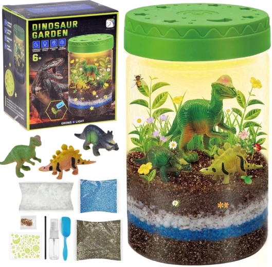 Podświetlany ogród dinozaurów 3w1 – DIY terrarium, lampka i uprawa roślin