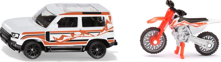 Zestaw Siku: Land Rover Defender i motocykl motocrossowy KTM 450 SX-F