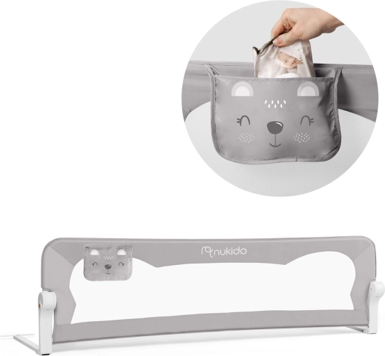 Barierka łóżkowa 180 × 42 × 35 cm Nukido szara