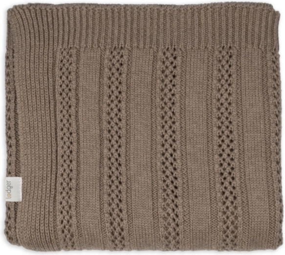 Lodger dziergany kocyk dla noworodka merino Tan Buffalo