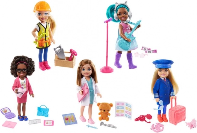 Lalka Barbie Chelsea w różnych zawodach