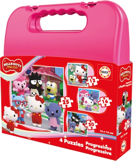 Educa progresywne puzzle w walizeczce Hello Kitty 4w1 (12–25 elementów)