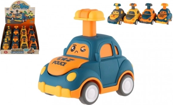 Plastowy samochodzik Naciśnij i jedź 9 cm – napęd cierny, 4 rodzaje