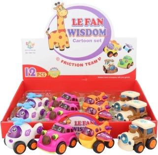 Zestaw pojazdów z napędem bezwładnościowym dla dzieci 12 szt.