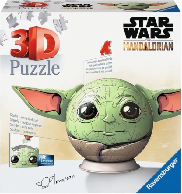 Ravensburger 3D puzzle STAR WARS Mandalorian Grogu – kula, 72 elementów
