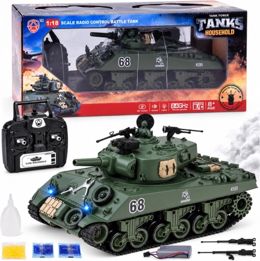 Zdalnie sterowany czołg Sherman M4A3 na pilota 2,4 GHz ze strzelaniem, dymem i dźwiękiem 36 cm