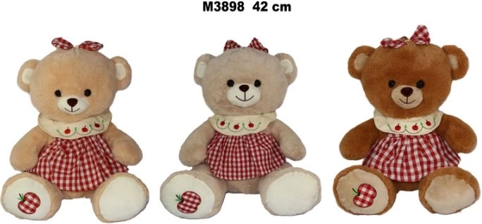 Pluszowy miś w sukience 42 cm, różne kolory - 1 sztuka