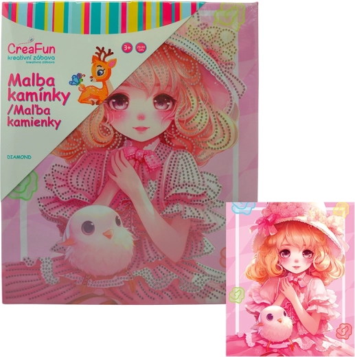 Malowanie diamentowe – różowa lalka 25 × 30 cm