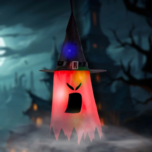 Wisząca dekoracja LED na Halloween duch czerwona