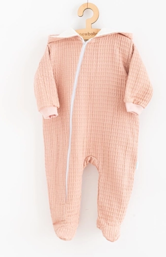 Dziecięcy muślinowy kombinezon z kapturem New Baby Comfort, różowy