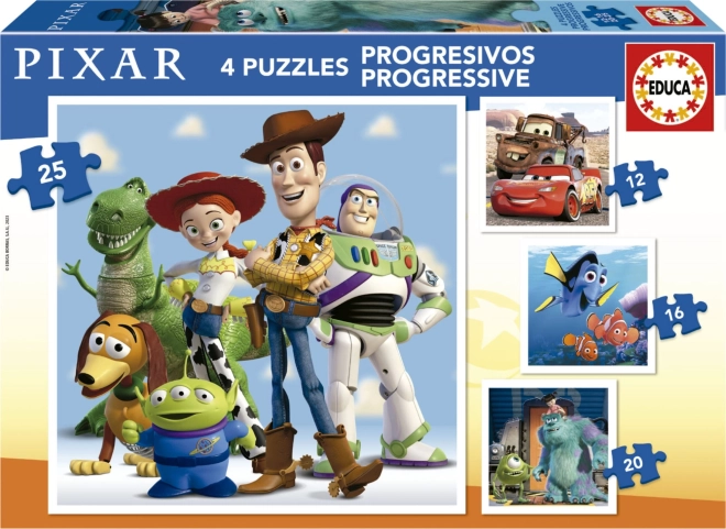 EDUCA Puzzle Disney Pixar 4w1 (12,16,20,25 elementów)