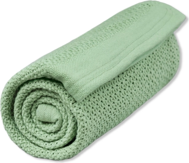 Vinter & Bloom kocyk z bawełny organicznej Soft grid dew green