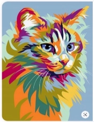 Diamentowe malowanie Pastelowy kot 30 × 40 cm