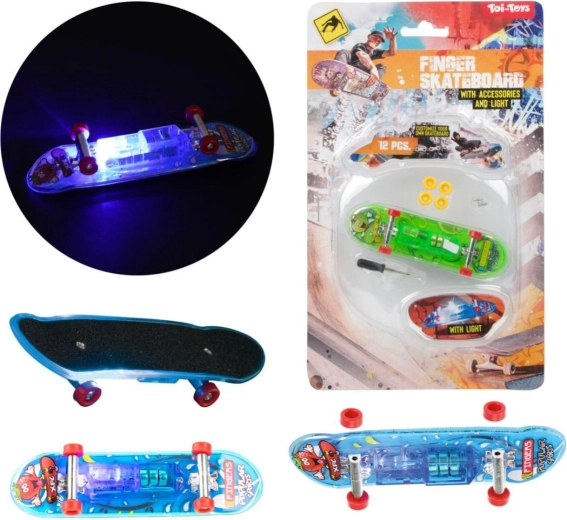 Palcowy skateboard ze światłem 9,5 cm – plastikowy mini fingerboard
