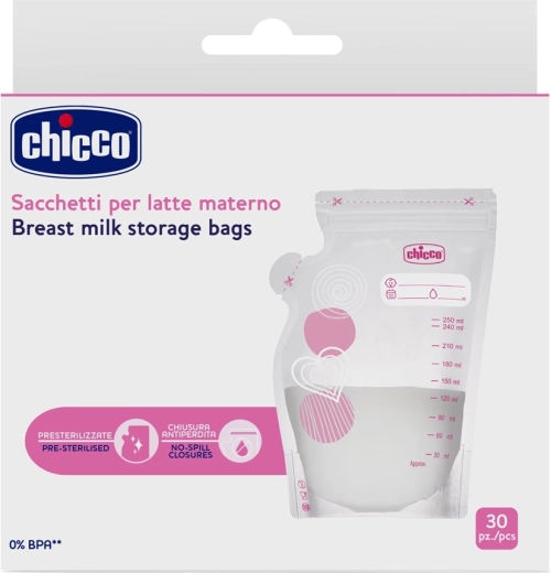 Chicco woreczki na mleko matki 250 ml, 30 szt.