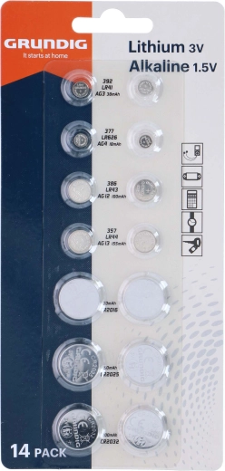Zestaw baterii guzikowych GRUNDIG AG i CR, 14 szt.