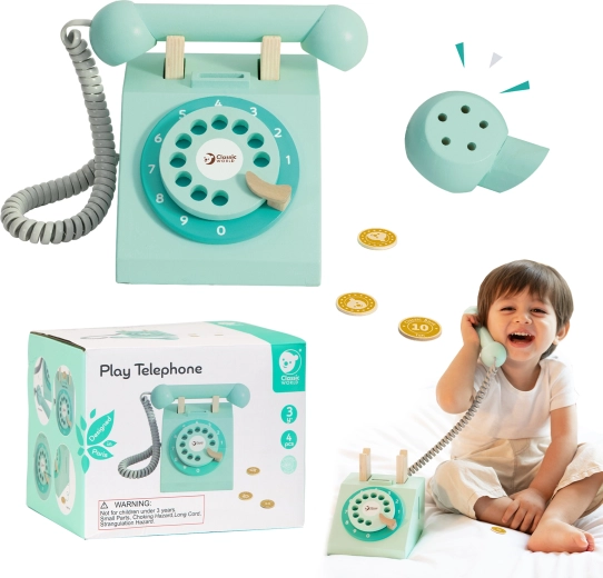 Drewniany telefon vintage dla dzieci Classic World