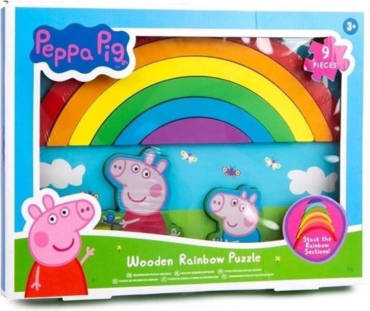 Peppa Pig drewniana tęczowa układanka