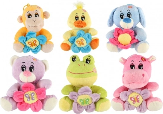 Pluszowe zwierzątko z kwiatuszkiem 18 cm