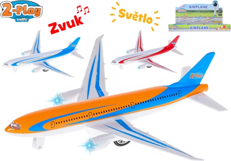 Metalowy samolot pasażerski 2-Play 18,5 cm ze światłem i dźwiękiem