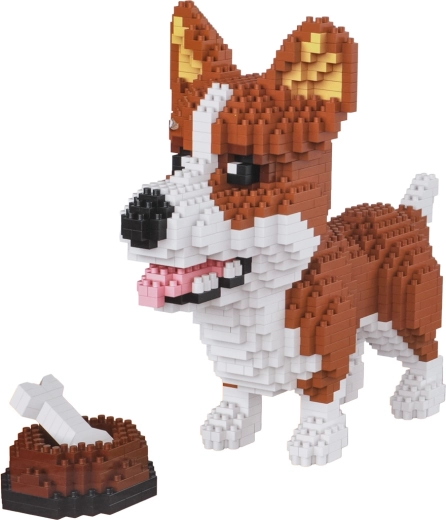 Zestaw konstrukcyjny walijskiego corgi z miską i kością, 1200 elementów