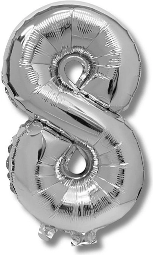Balon foliowy cyfra 8 srebrny 40 cm