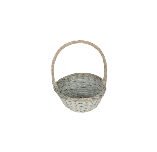 Szary wiklinowy koszyk z rączką 16 × 8 × 24 cm