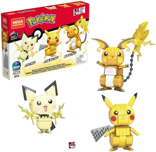 MEGA CONSTRUX ZBUDUJ I WYSTAW PIKACHU I JEGO EWOLUCYJNE TRIO
