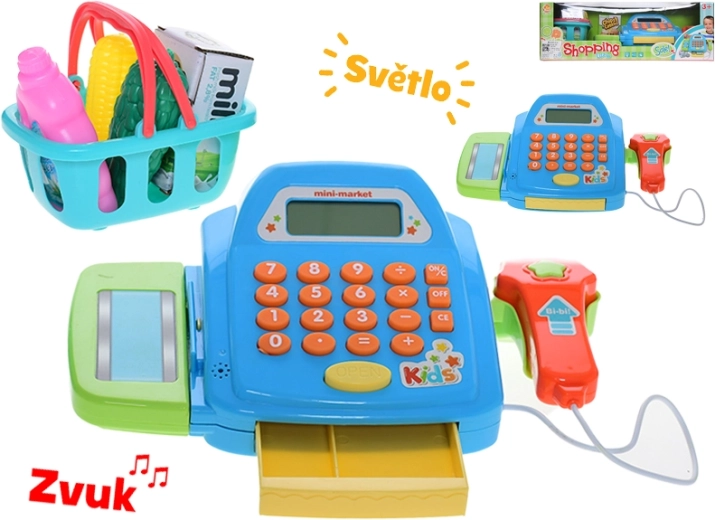 Interaktywna dziecięca kasa fiskalna ze światłem i dźwiękiem, 26 × 14,5 cm