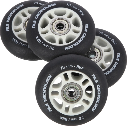 Matowe kółka do rolek NILS Extreme 76 mm 82A z łożyskami ABEC 9, czarne, zestaw 4 szt.