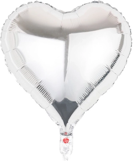 Srebrny balon foliowy serce 45 cm