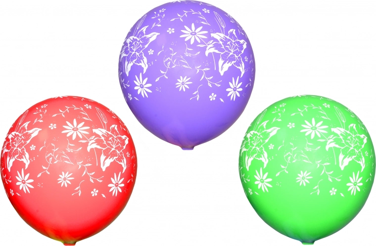Balony dmuchane z nadrukiem Kwiatuszki - zestaw 10 szt.
