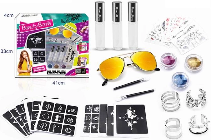 Zestaw do tymczasowych tatuaży z okularami BEAUTY BOMB