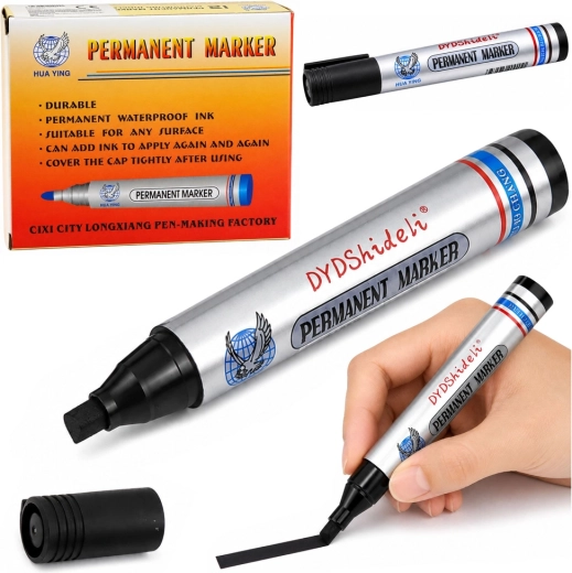 Wodoodporny marker permanentny czarny z okrągłą końcówką 13,5 cm - 1 sztuka