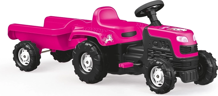 Traktor na pedały z przyczepką Jednorożec