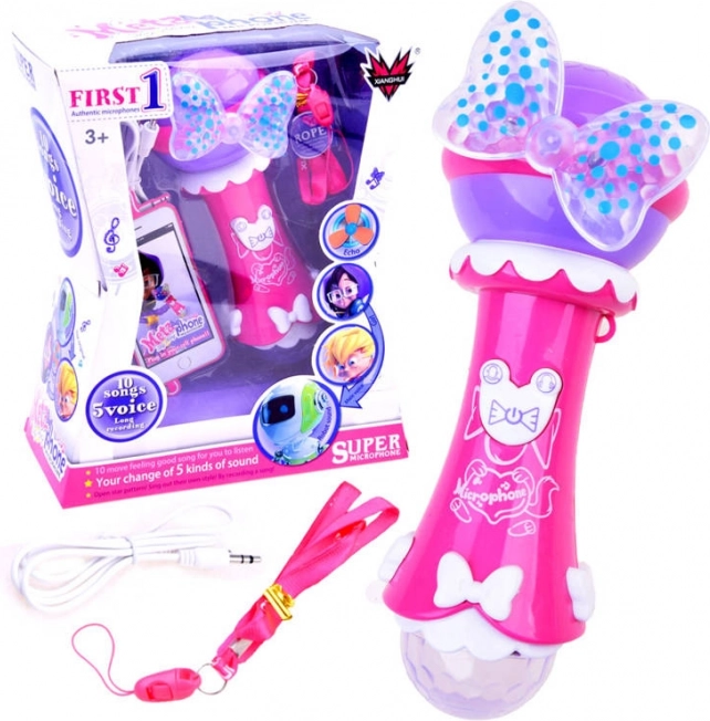 Dziecięcy mikrofon karaoke z nagrywaniem i MP3 – Różowa