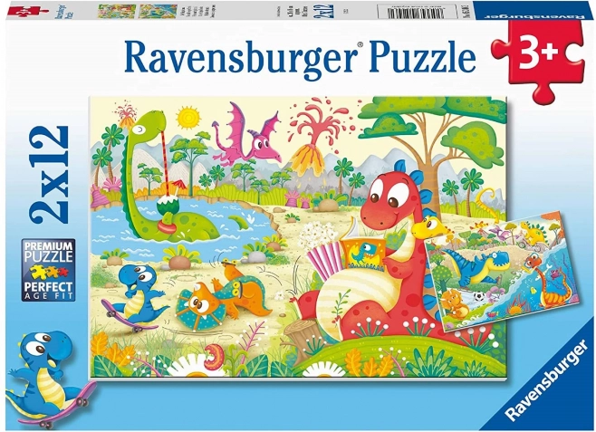 RAVENSBURGER puzzle ulubione dinozaury 2×12 elementów
