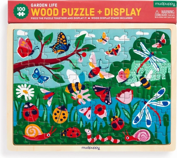Drewniane puzzle MUDPUPPY – życie w ogrodzie, 100 elementów