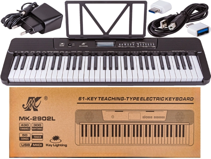 Meike keyboard elektroniczny z podświetlanymi klawiszami, 61 klawiszy, MIDI