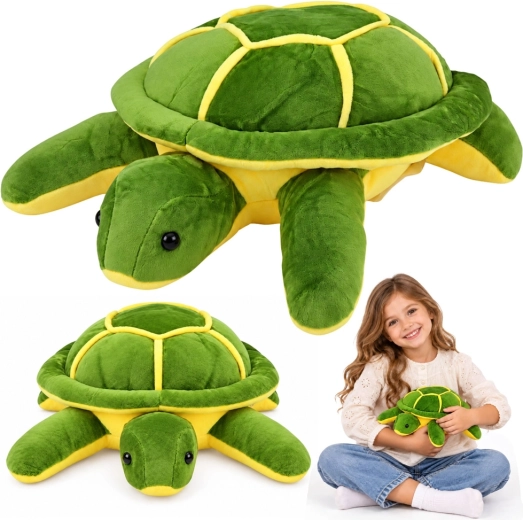 Pluszowy żółw do przytulania, żółto-zielony, 23 cm
