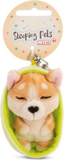 Nici brelok śpiący piesek Welsh Corgi 12 cm z zielonym etui