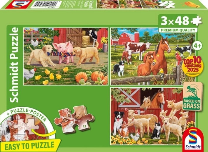 Puzzle zwierzęta na farmie 3×48 elementów
