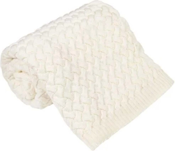 NANNA koc z wełny merino Fluffy ecru